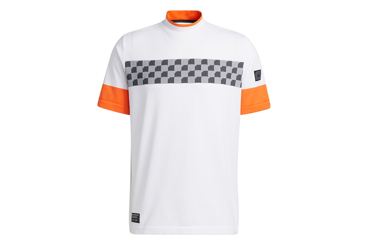 アディクロス　チェッカードパターン 半袖モックネックシャツ