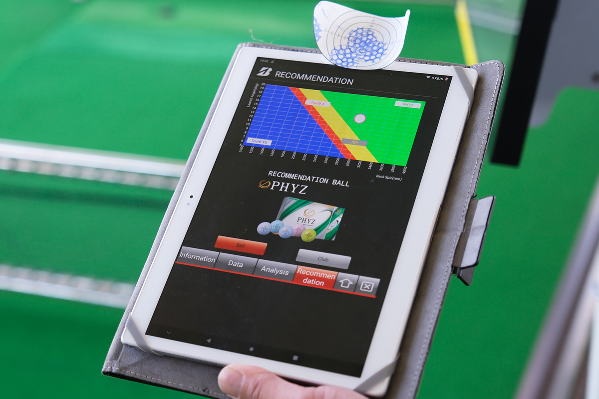 推奨ボールは「PHYZ」。スピン量が多く飛距離をロスする傾向が強かったため