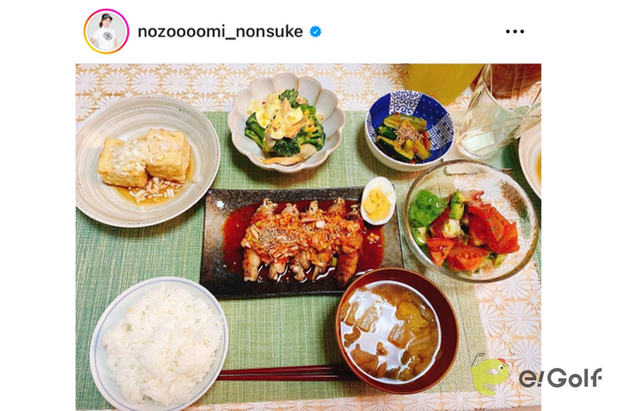 植竹希望の自炊ご飯（本人のインスタグラム@nozoooomi_nonsukeより）
