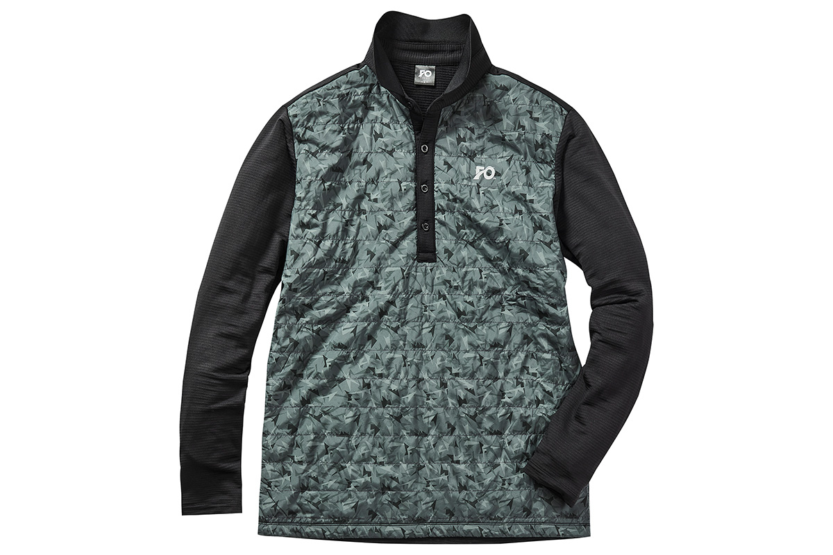 GOLFフロントキルト長袖ポロシャツ　カモフラブラック（1500円、税込み）