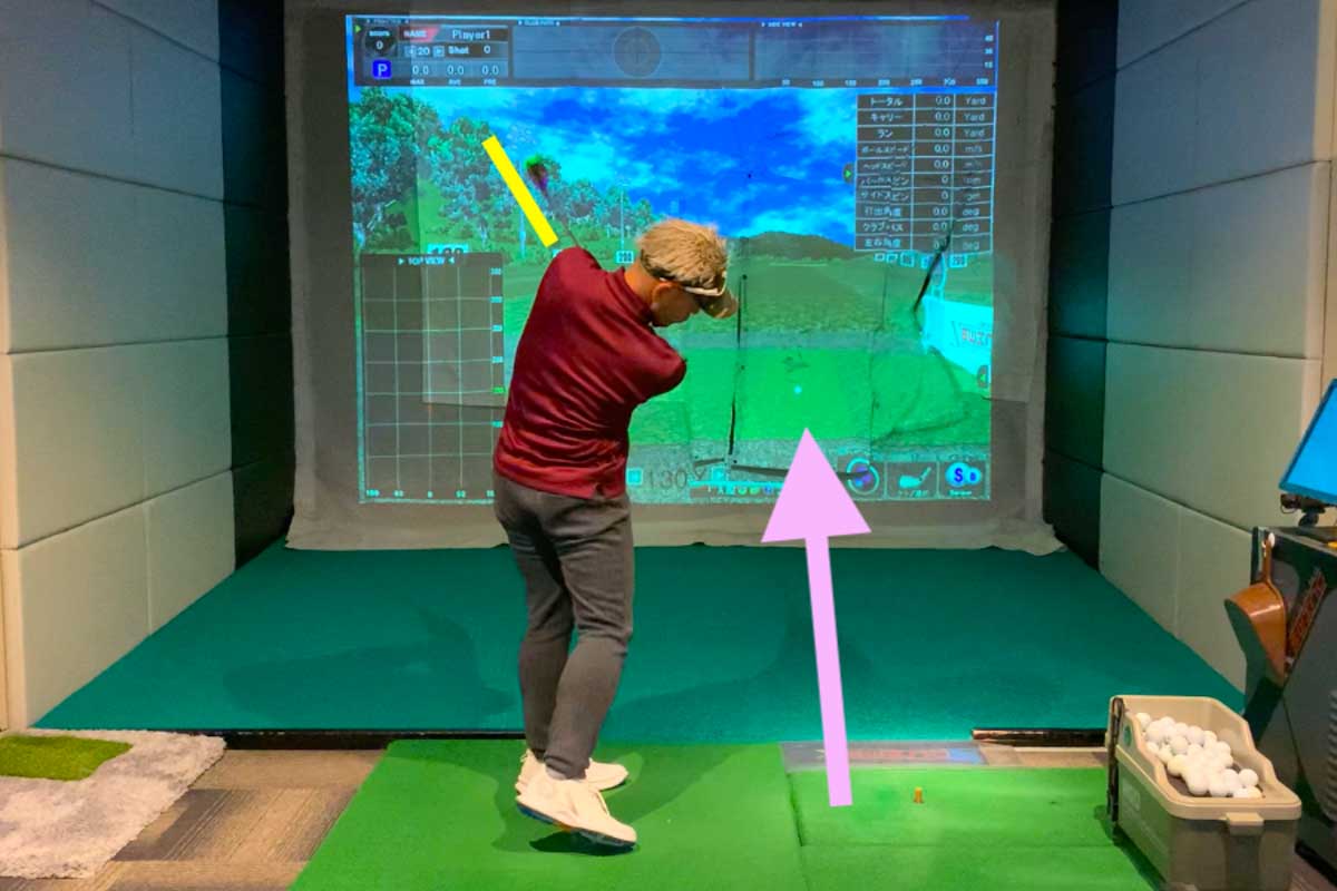 「LPグリップ」装着クラブでスイングを繰り返すうちに、だんだん軌道や動きの「極端なクセ」が軽減、ストレートな弾道のスイング軌道に