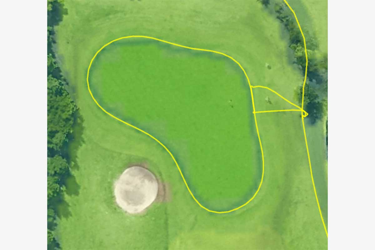 グリーンの外周が正確にトレースされる　写真：朝日ゴルフ提供