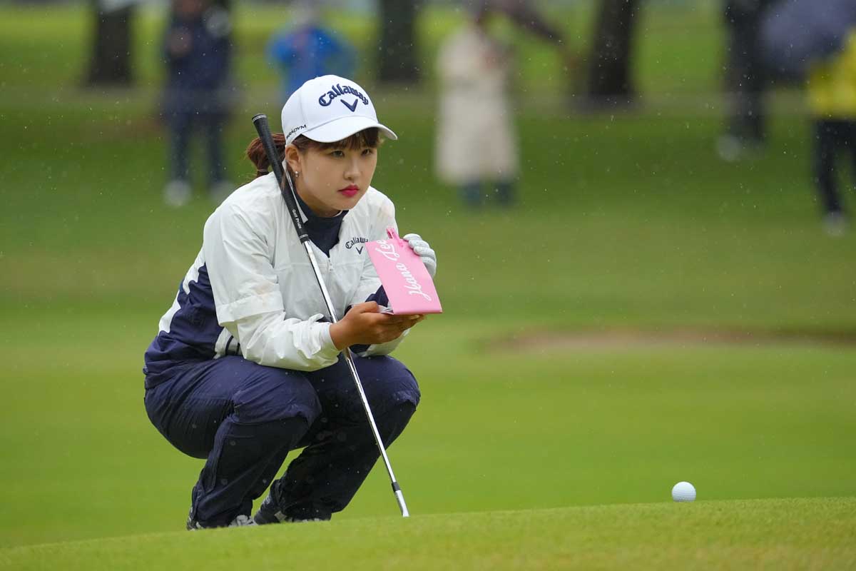 クレバーなコースマネジメントで厳しいコンディションの中、3位タイに食い込んだリ・ハナ　写真：Getty Images
