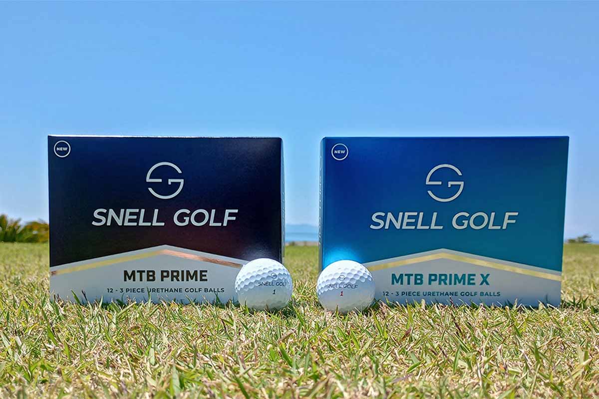 スネルゴルフの新ボール。左から低弾道の「MTB PRIME」、高弾道の「MTB PRIME X」