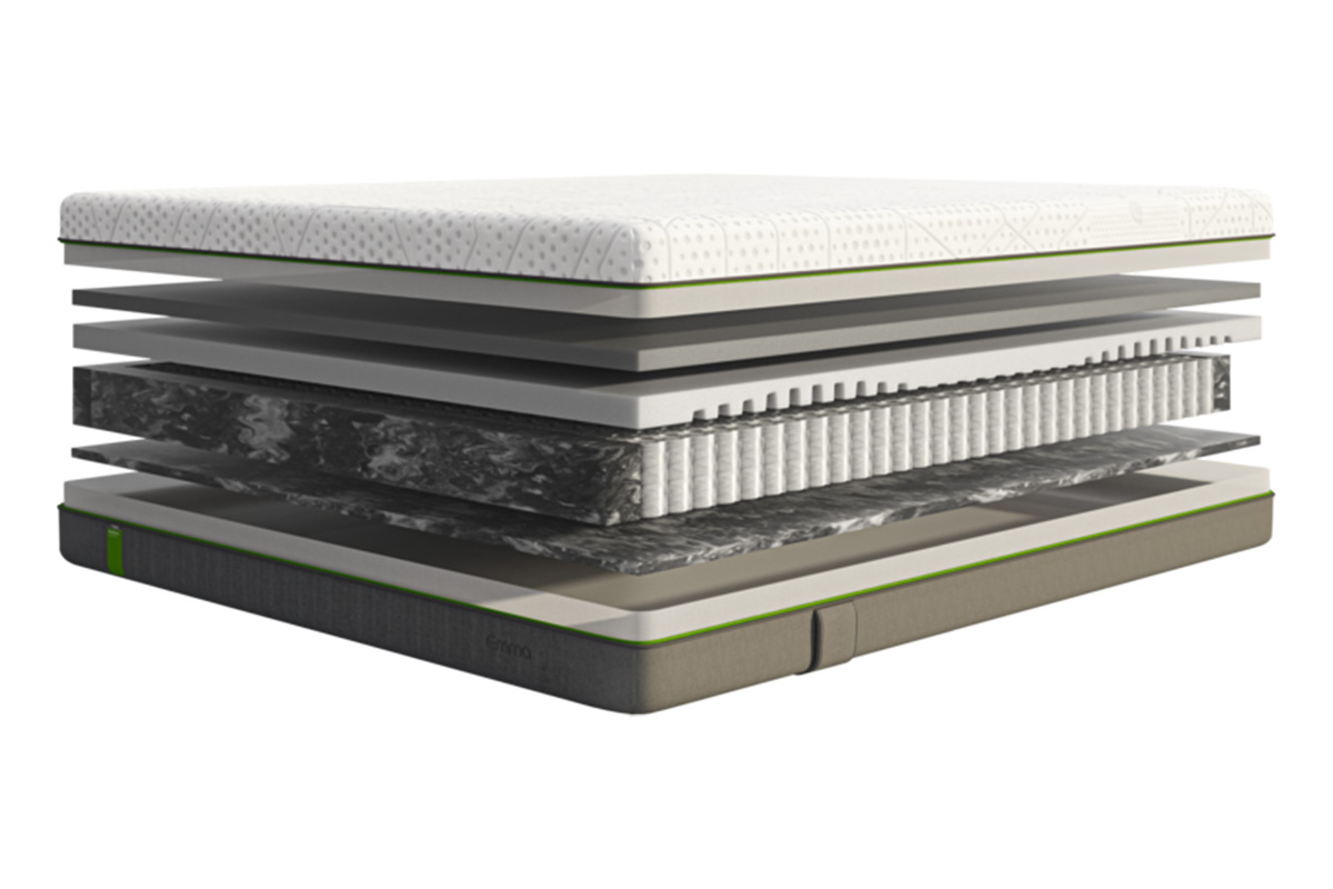 最適な体温調整と絶妙な寝心地をもたらす4層構造。腰へのサポート力もバッチリ。本格派ながら、手の届きやすい値段も魅力（エマ・マットレス プレミアム　エマ・スリープ／通常価格:18万9000円～）