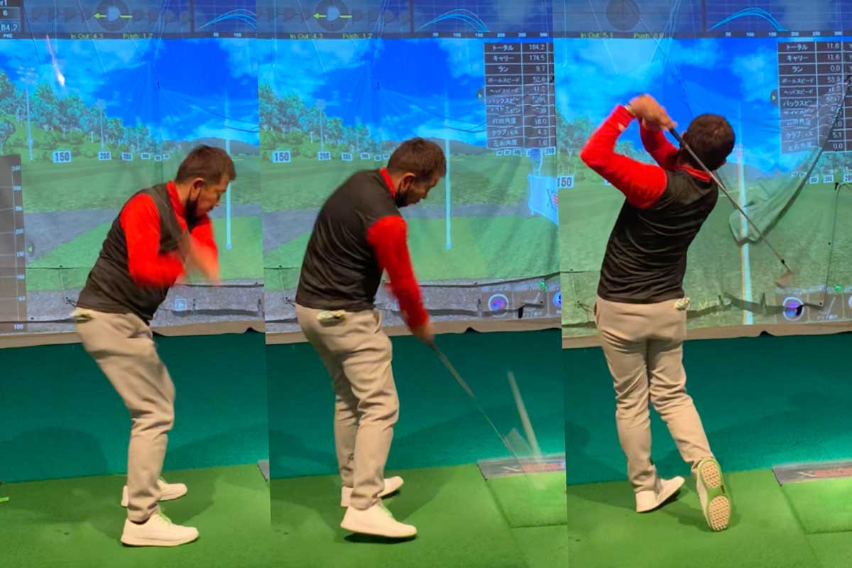 飛距離アップ効果というよりも「肩甲骨と体幹がほぐれてスムーズにスイングできる」と小林プロ