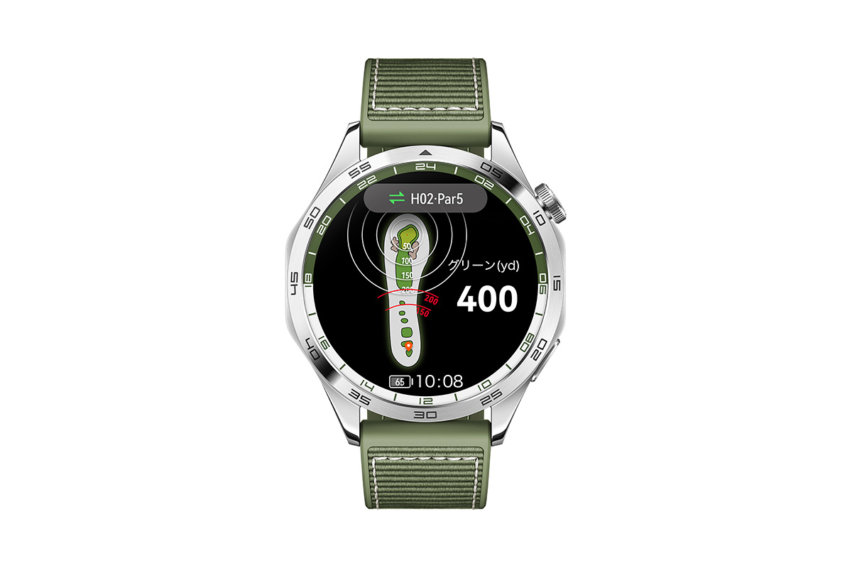 「HUAWEI WATCH GT 4」に追加されたゴルフ機能での距離測定画面