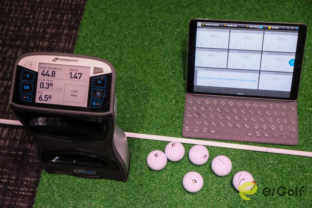 メインの計測機器はインドアでの計測に強い「GCクワッド」、ボールはブリヂストン「ツアーB X 」を使用