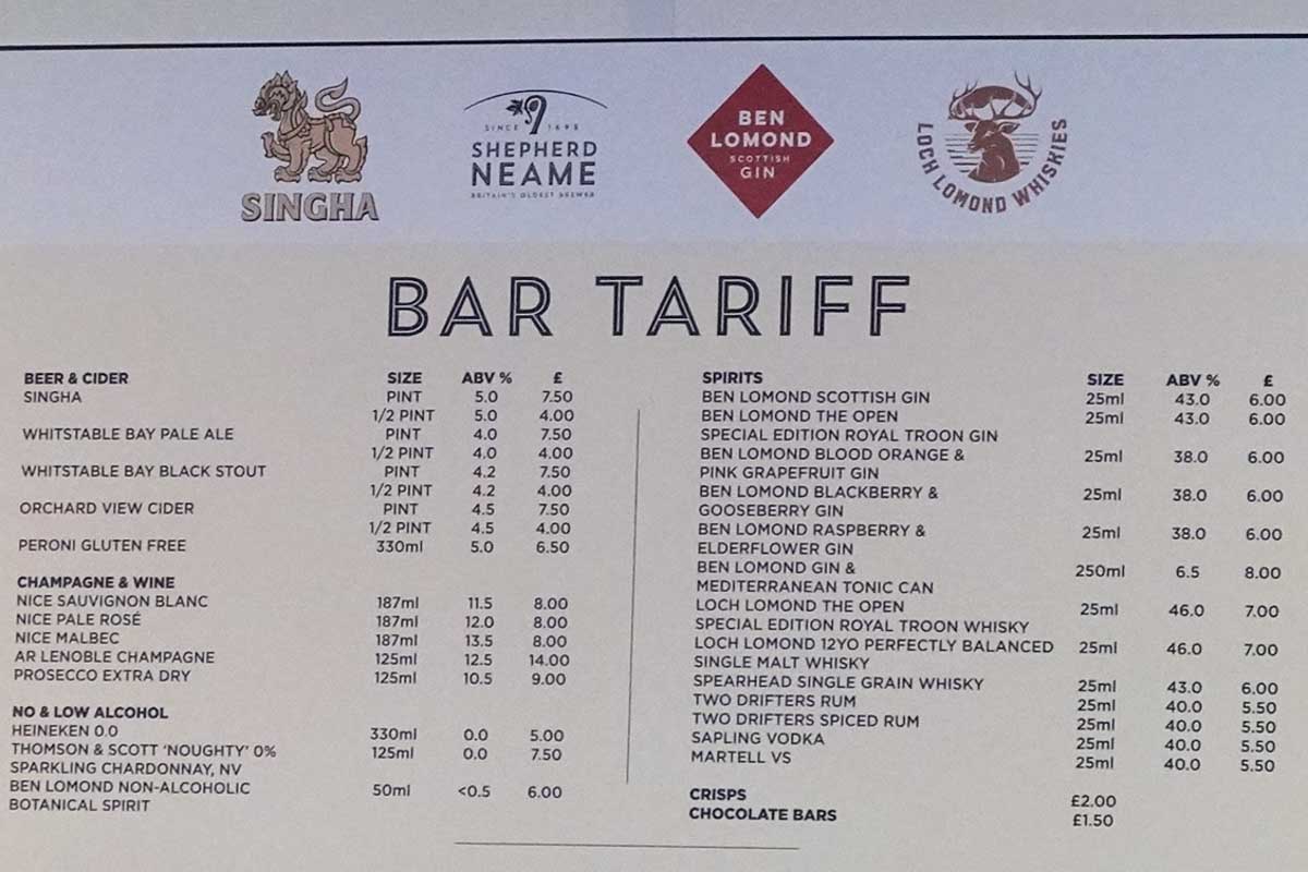 全英オープンではSINGHA（シンハー）ビールを1パイント（568ミリリットル）7.5ポンドで販売している