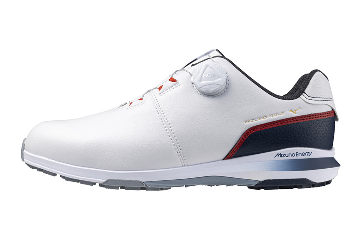 ミズノのゴルフシューズ 「NEXLITE ENERZY BOA」 ホワイト×ネイビー