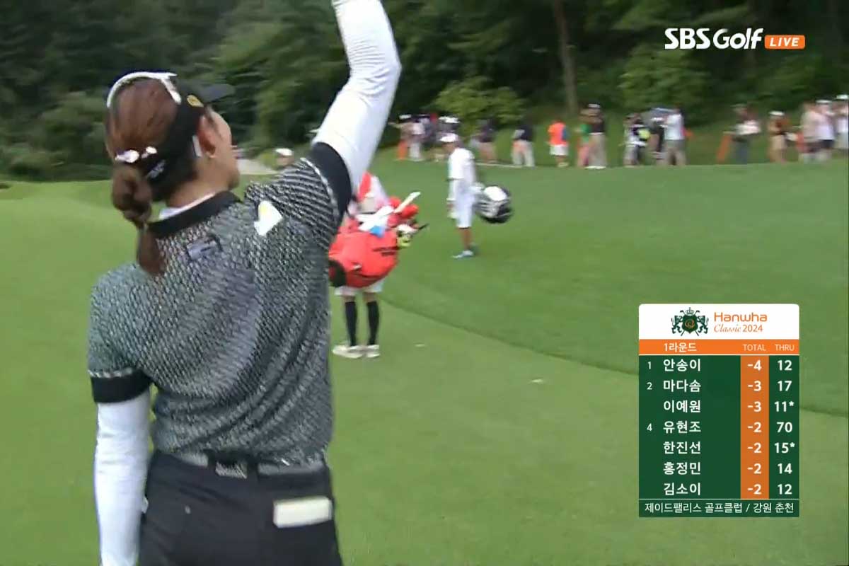 3番パー4ではセカンドショットを直接カップインさせてイーグルを奪取した原英莉花