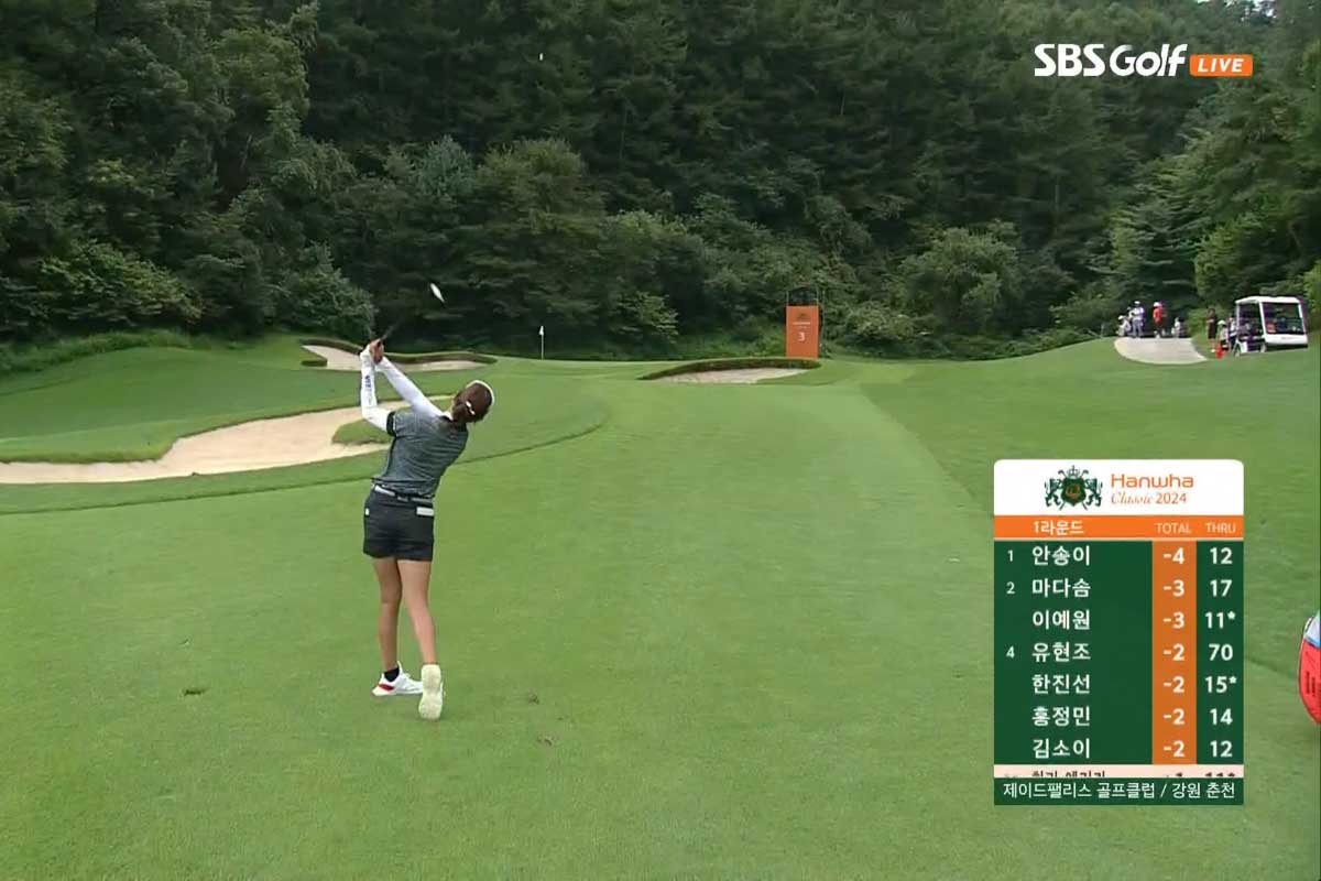 3番パー4ではセカンドショットを直接カップインさせてイーグルを奪取した原英莉花