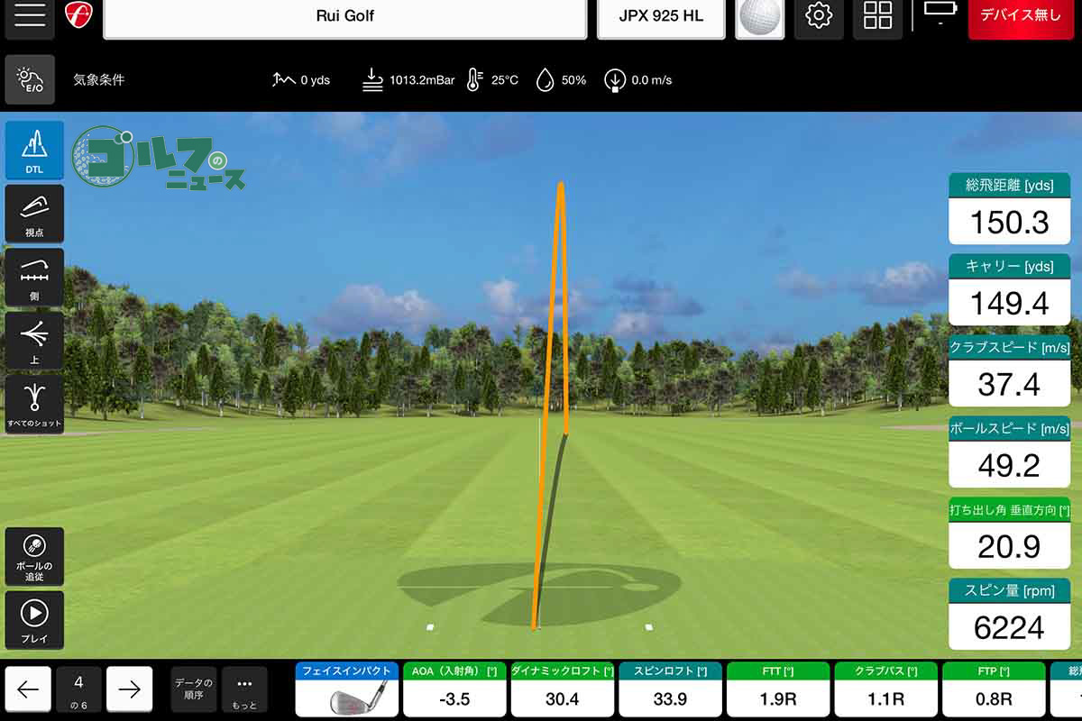 ルイゴルフさんが試打した「JPX 925 HOT METAL HL」のデータ