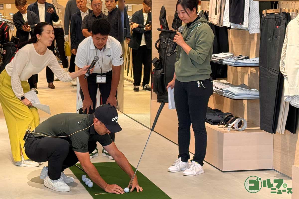 ジュニアゴルファーにパターレッスンを行う姿も