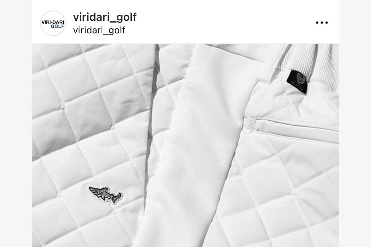 サメのブランドロゴが特徴的なウエア　VIRI-DARI GOLFのインスタグラム（＠viridari_golf）より