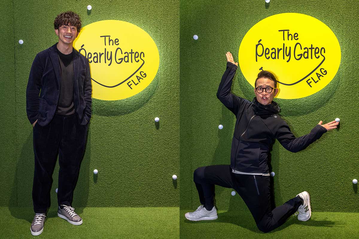（左から）モデルの櫻井貴史さん、ゴルフタレントの黒田カントリークラブさん