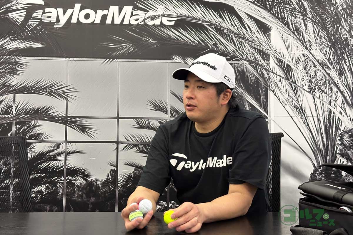 ゴルフボールの構造について教えてくれたテーラーメイドのボール担当・田中桂さん