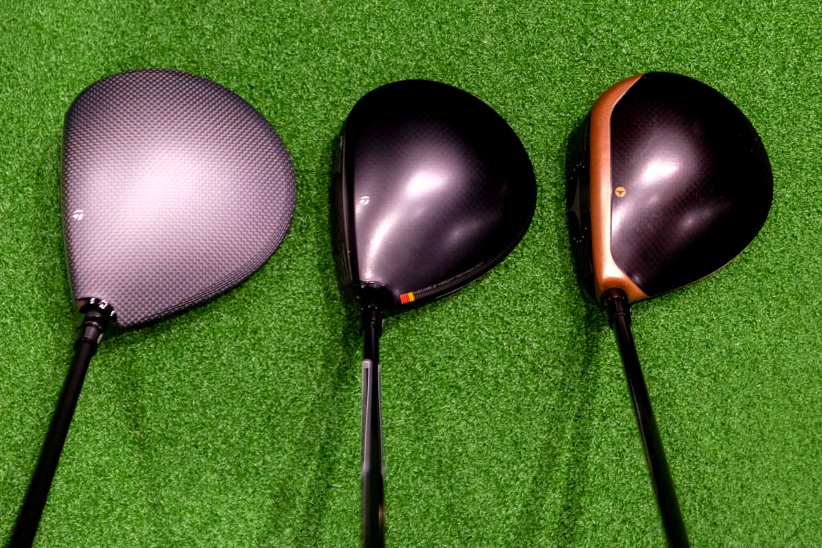 左から「Qi35」「r7 クワッド ミニ ドライバー」「バーナー ミニ ドライバー カッパー」のヘッドサイズ