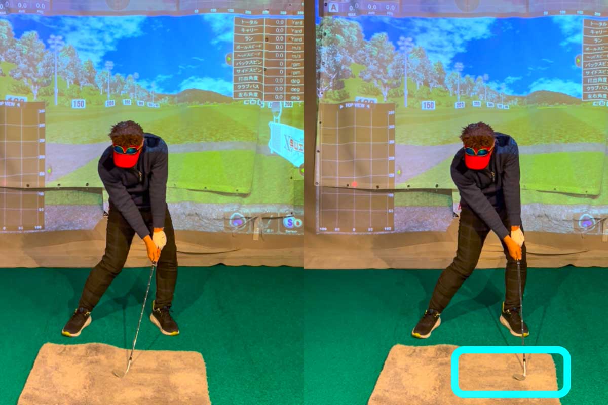 フェースの上に「砂が乗る」イメージでインパクトができると、ボールにも高さが生まれる。砂が遠くに飛ぶほど飛距離が出るバンカーショットになる