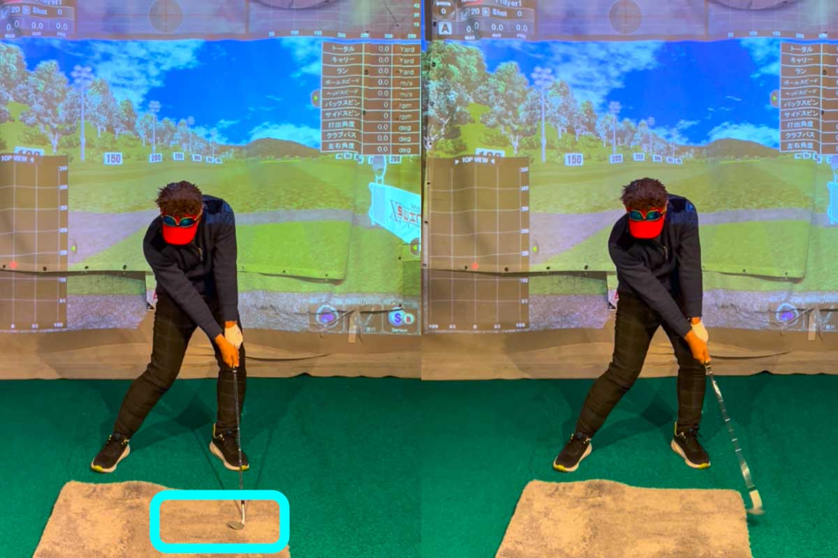 体の回転や体重移動よりもヘッドの運動量でスイングするバンカーショットでは、砂の抵抗に負けない「加速感のあるインパクト」を心がける