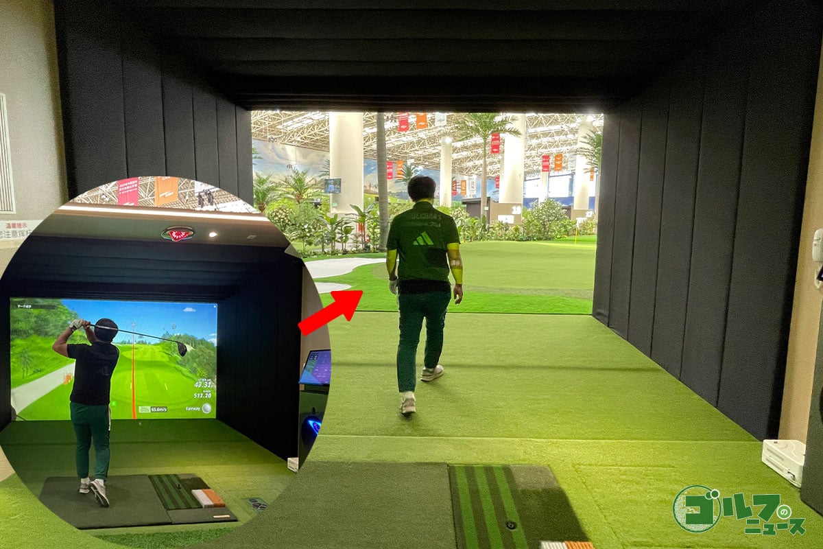 中国にある「CITY GOLF 天津1号店」。ティーショットやセカンドショットはスクリーンに向かって打ち、グリーン周りになるとスクリーンがフルオープンする