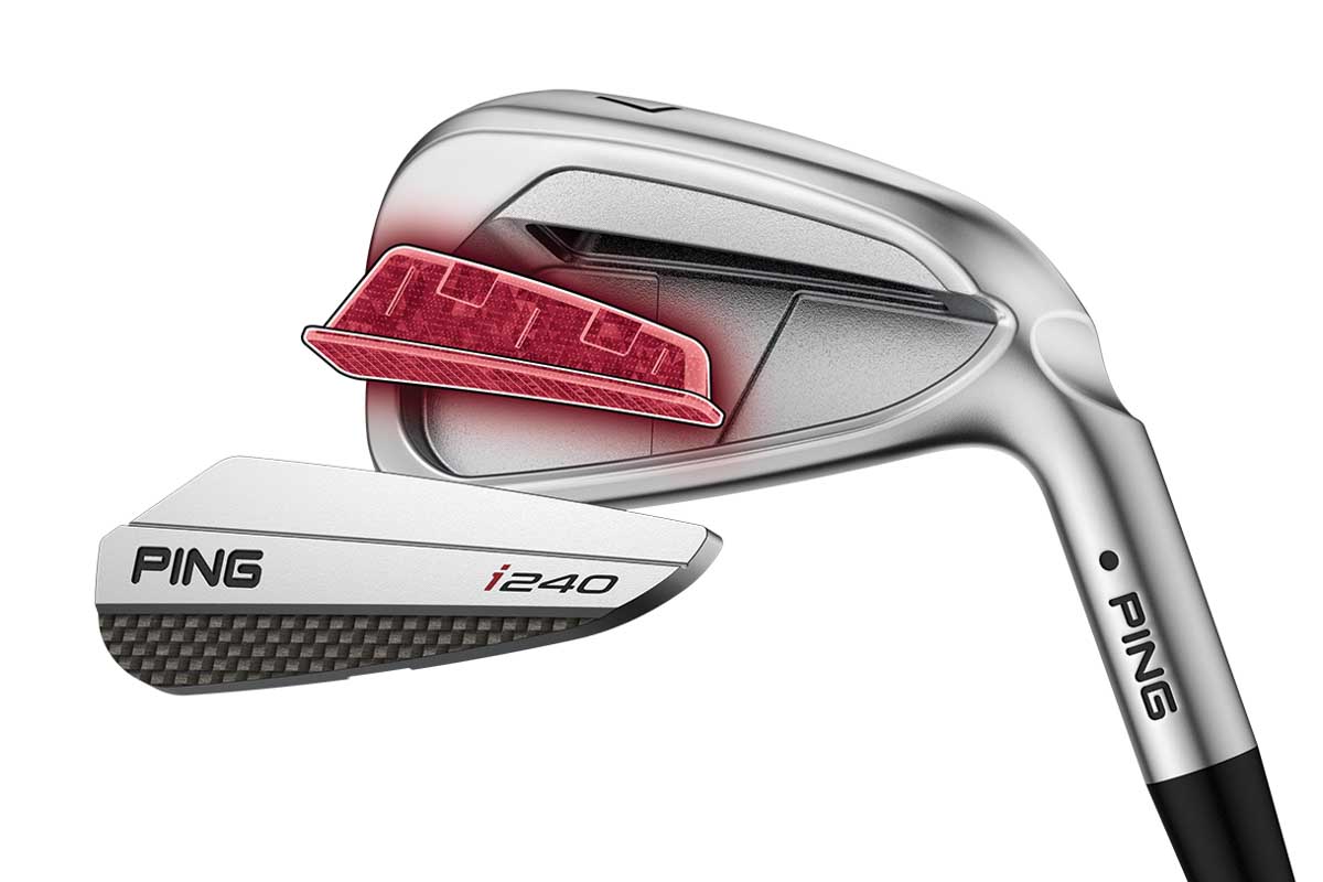 バックフェースのバッジにカーボン素材を使うなどして約60％も軽量化。低重心化と深重心化、慣性モーメントのアップを実現している