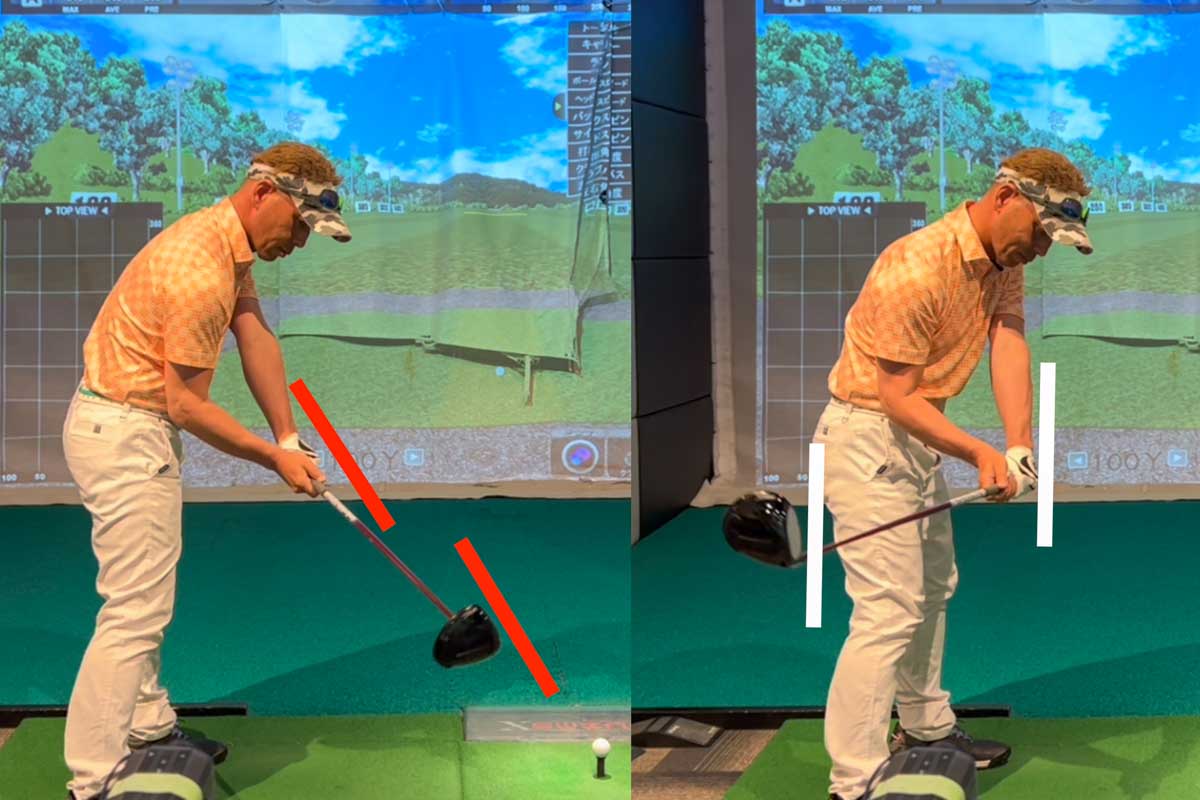 腰の高さやハーフスイング等で手の甲とフェース向きを「地面に対して垂直」に向ければ、インパクトでスクエアに当たり出球も真っすぐになりやすい