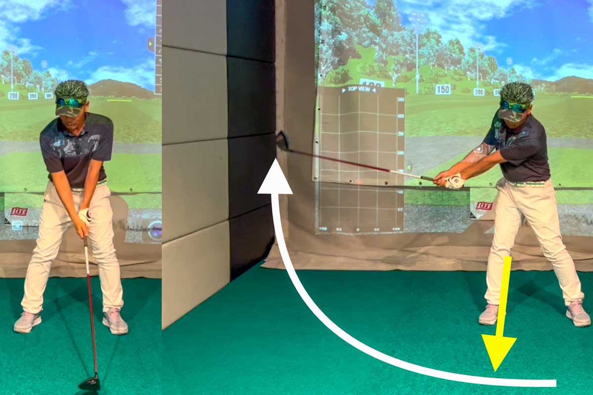 アドレスからバックスイングに必要な右への体重移動は「始動時のみ」と考えることで、過剰な体重移動やスエーを軽減できる