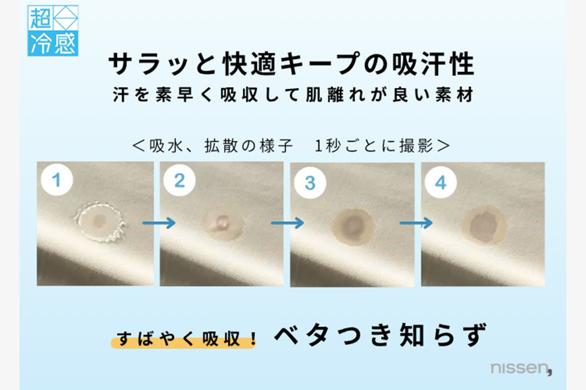 サラッと快適。汗ばむ季節にうれしい吸汗速乾性　写真：ニッセン