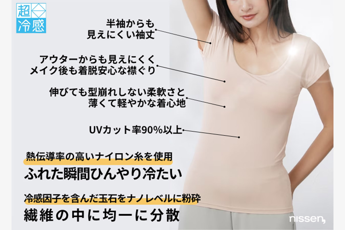 着た瞬間、ひんやり。冷感性能を高めたこだわり素材　写真：ニッセン