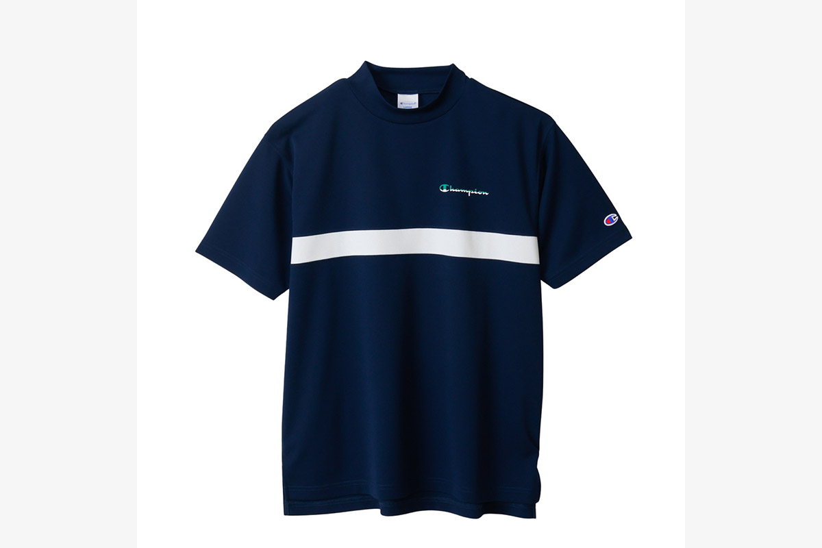 商品名：SHORT SLEEVE MOCKNECK SHIRT　カラー：ホワイト、ブラック、ネイビー、ライム　サイズ：S、M、L、XL　価格：8,690円（税込み）　画像：チャンピオン