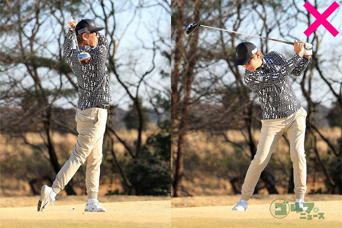 顔の向きを意識するのはインパクトまで。体を止めずにフィニッシュまで回り切る　写真:小林司