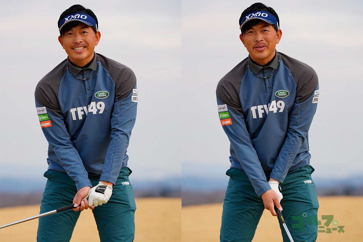 グリップや前腕には最初から力を入れておかないほうが、切り返しで手首の力を抜きやすくなる　写真:鈴木祥