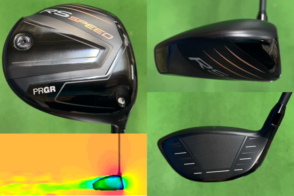 全数検査＆ギリギリの高反発フェース＆シームレスフルチタンボディを採用した「RS SPEED」ドライバーは、横浜ゴムのエアロダイナミクス技術を用いたシャローヘッド