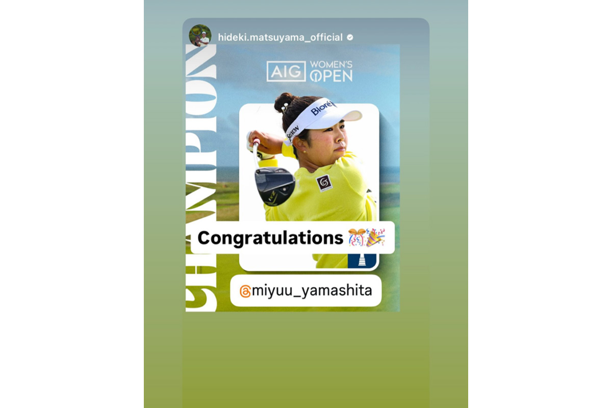 松山英樹のインスタグラム（@hideki.matsuyama_official）より