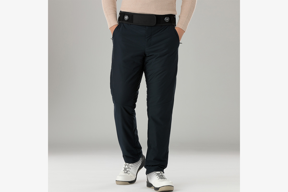 超薄中綿ストレッチ防風パンツ（ネイビー） 着膨れしないスマート防寒パンツ  ¥25,300(税込)　画像：ミドリ安全株式会社