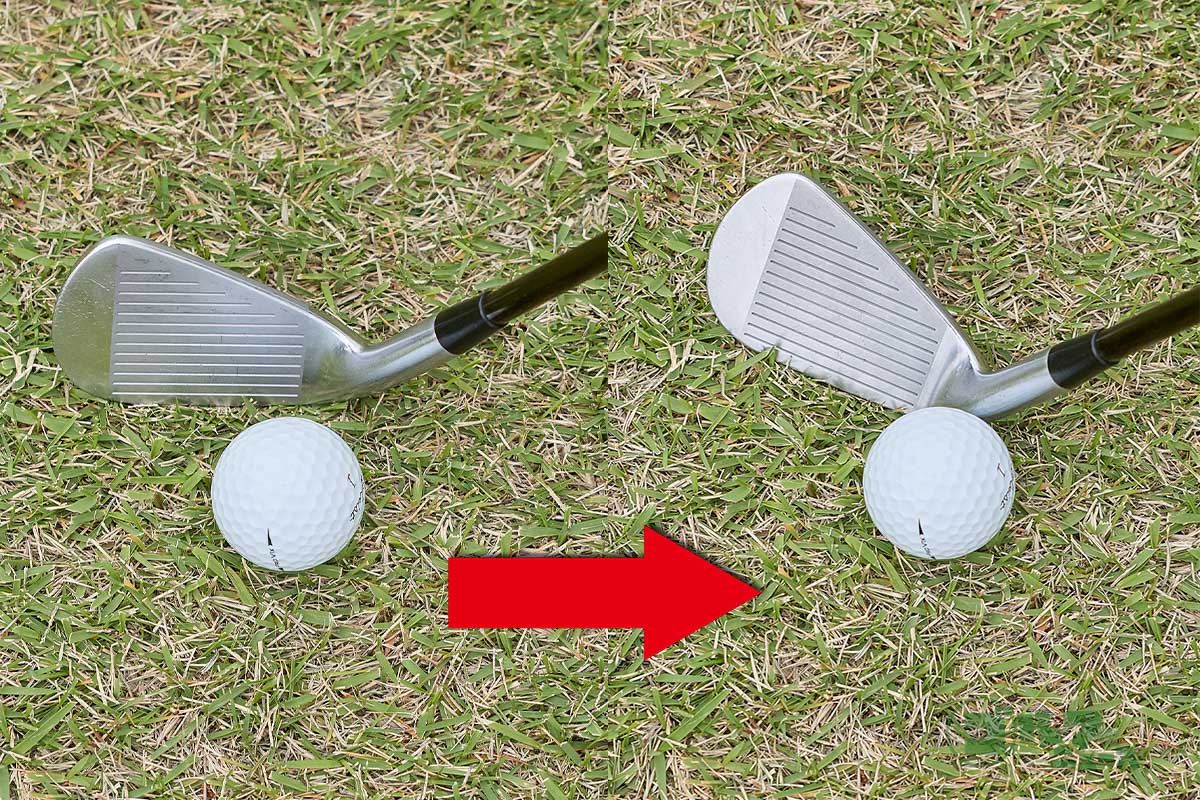ネックにボールが当たると、その衝撃でフェースが開く。シャンクした時はフェースが開いている感覚があるため、多くの人は「フェースが開くからシャンクしている」と勘違いをしている　写真:西村恵