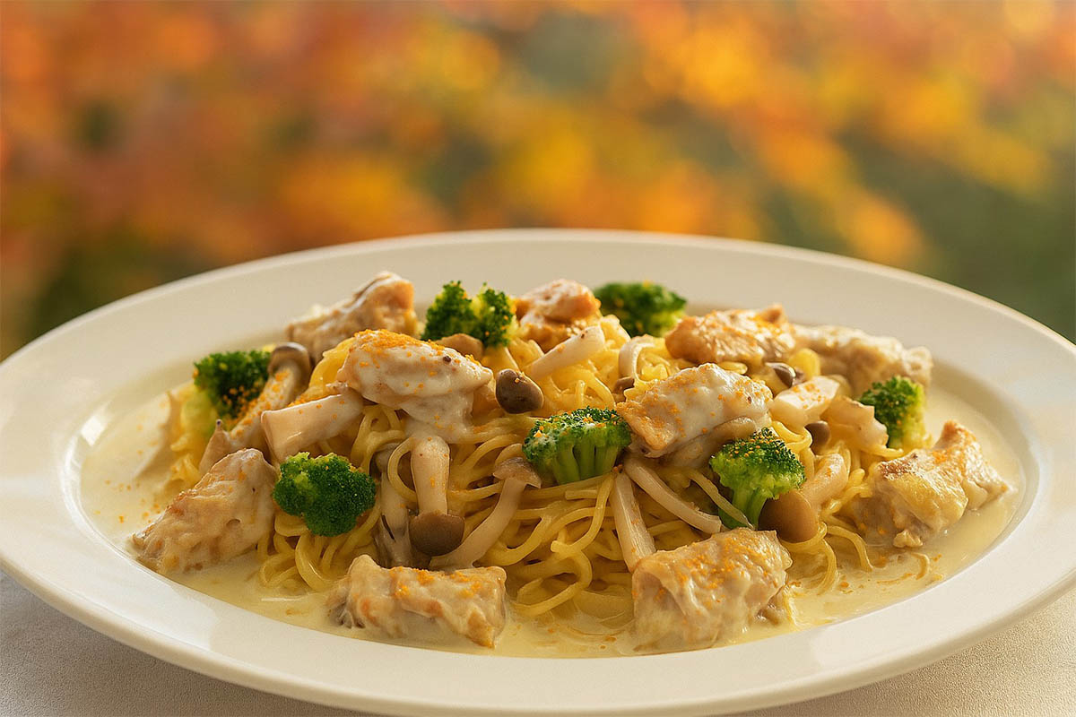 熱海産橙香る森の恵みのクリームパスタ　写真：西熱海ゴルフコース