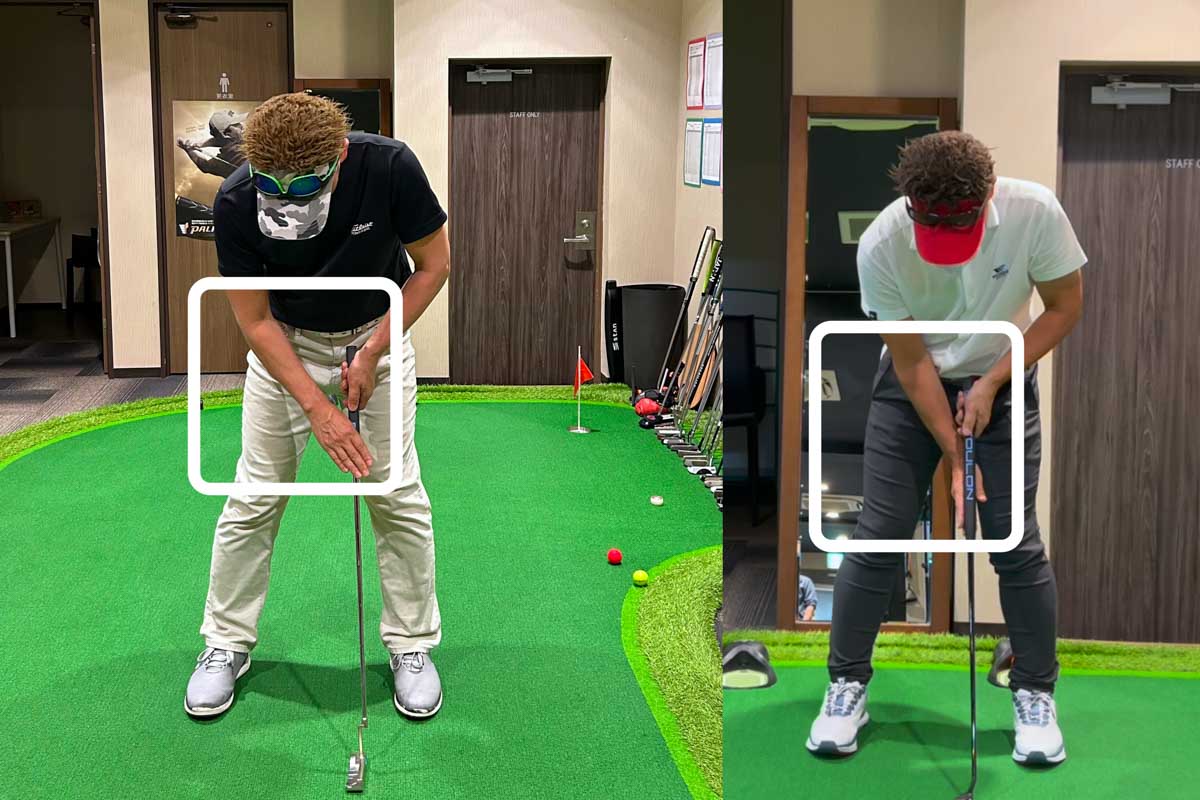 いろいろな右手の挟み方があるが、「悪さする右手首＆ヒジ」をロックすることでインパクト時のフェース面をスクエアにするのがクロウグリップのメリット