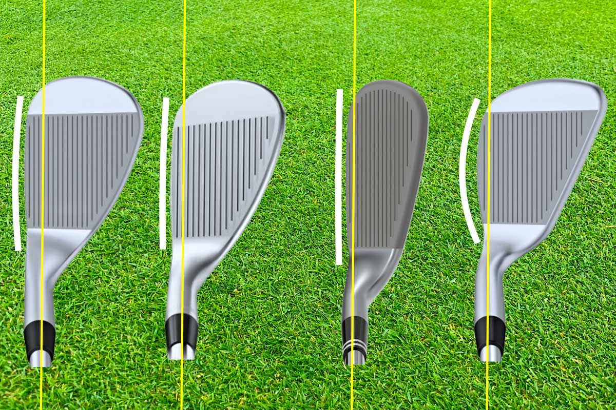 グース度（オフセット）が大きいウェッジほどボール位置を右に置きやすく、リーディングエッジ（刃）の丸みがあるほどフェースを開いて構えやすくなる