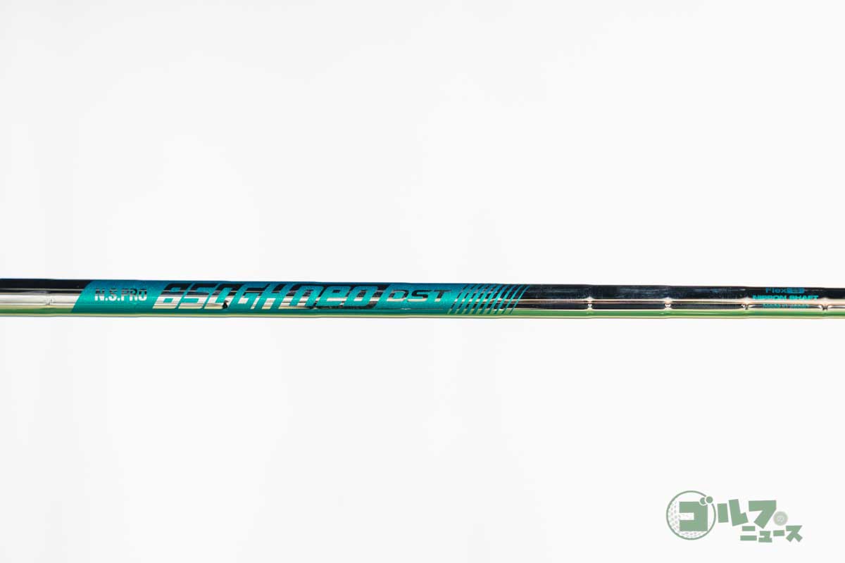 ゼクシオ14アイアン専用設計となるN.S.PRO 850GH neo DSTスチールシャフト。ステップの細かさが特徴的　写真:土居凌祐