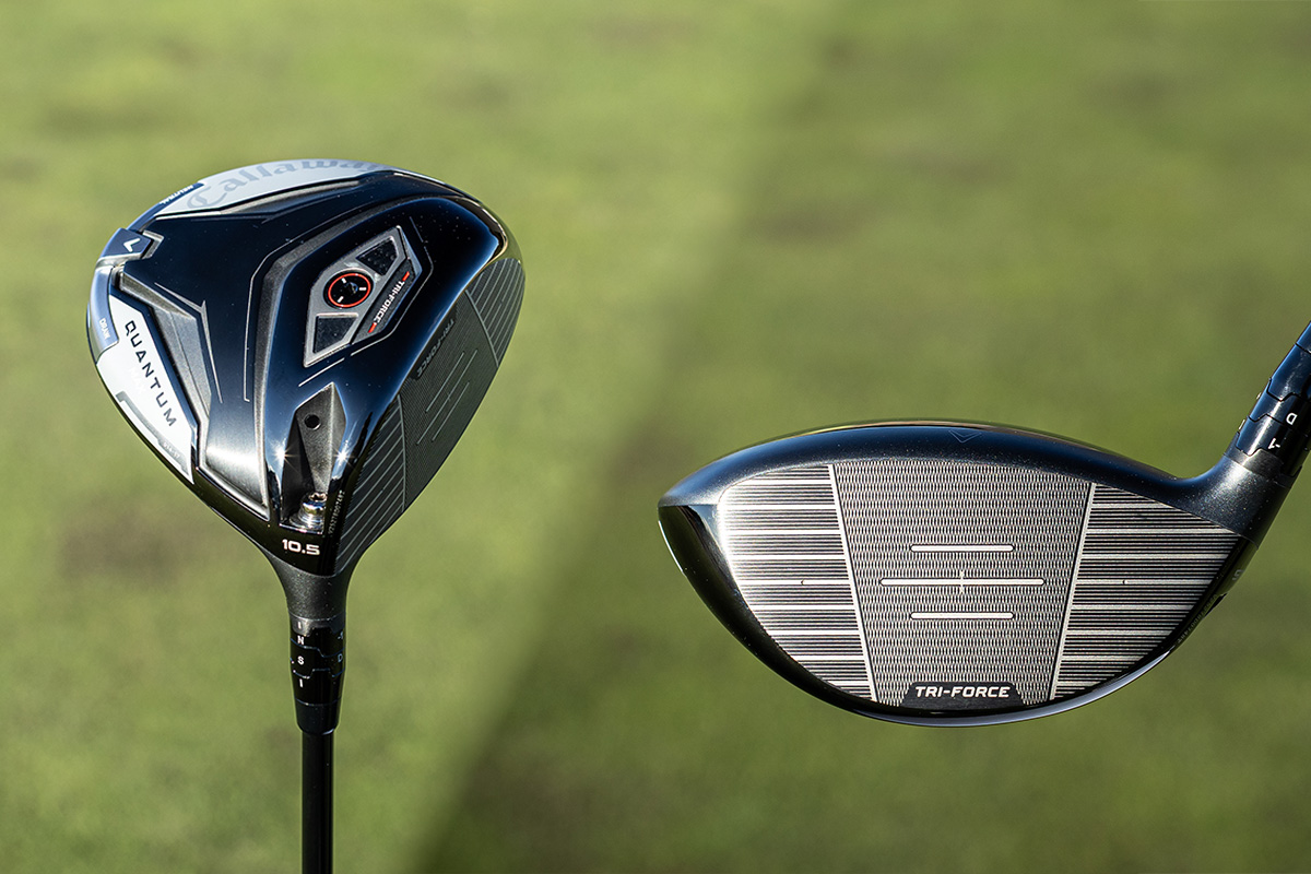 キャロウェイの新シリーズ「QUANTUM」に搭載された「TRI-FORCE フェース」。耐久性を維持しながらチタンフェースの反発力が飛躍的に向上した[写真：落合隆仁]