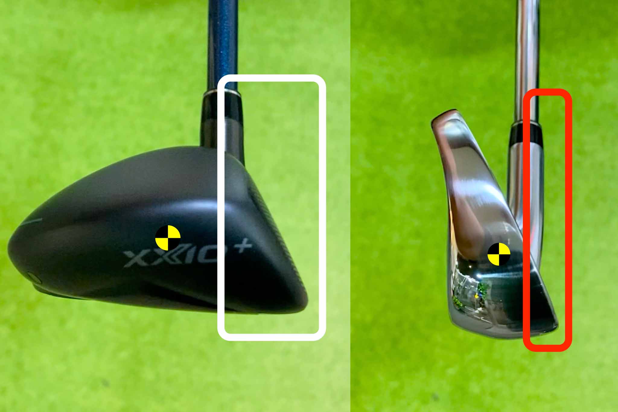 アイアンに比べてショートハイブリッドはFP(フェースプログレッション)が大きいため、ダフリ&トップのミスに強く、幅広いゴルファーが恩恵を受けられる