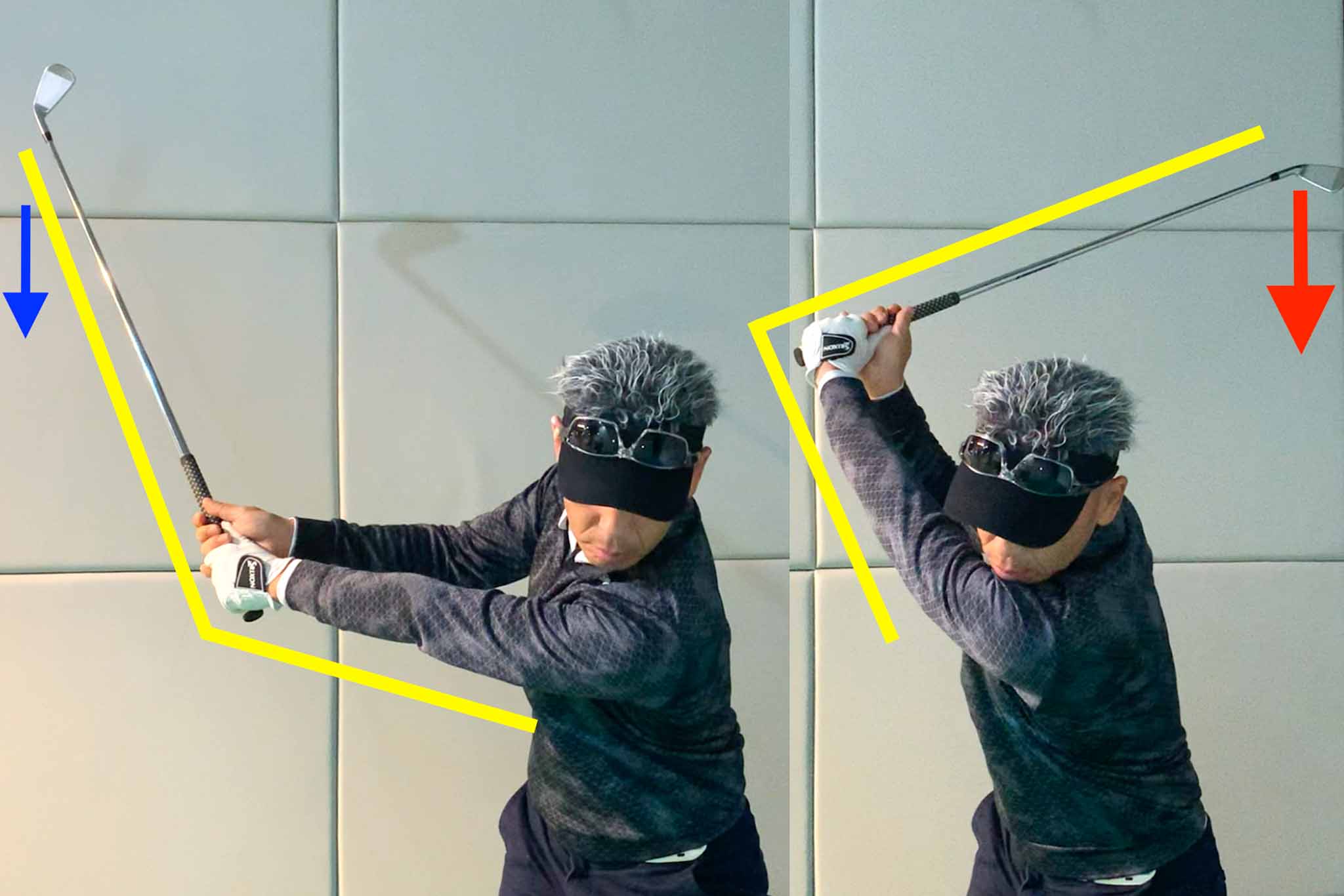 自分で手首の角度を深くしようと思わなくても、「アドレス時のまま」のつもりでもヘッドの重みが増すほど深くなる