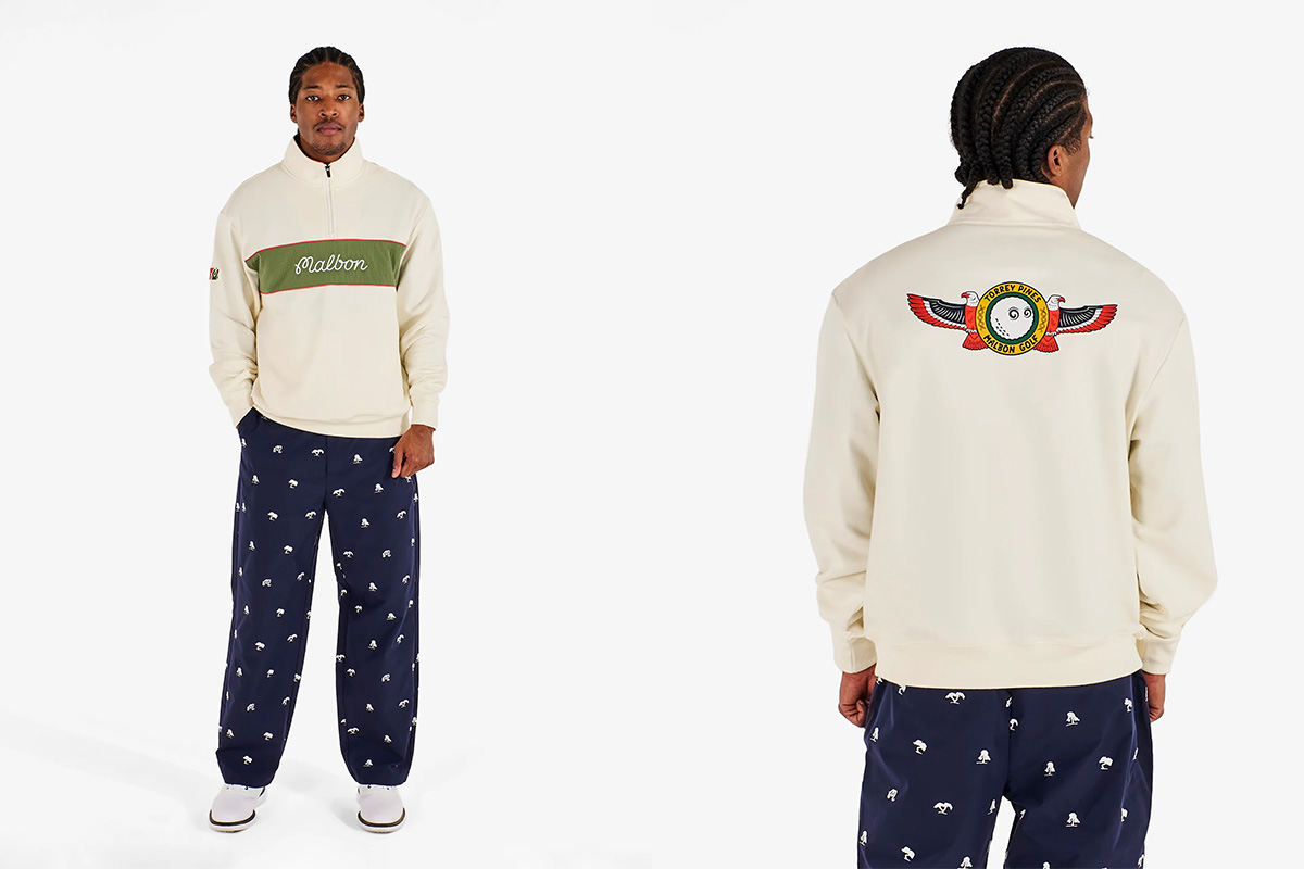 カラーブロック×ナイロンパネルの異素材合わせで、スウェットでも単調に見えない。“遊び心と品”が出る一着　写真：公式サイトより