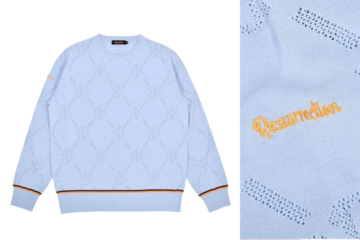 RRロゴを立体メッシュ編みで。ブランドカラーのラインが効いたアクセントニット　写真：公式サイトより