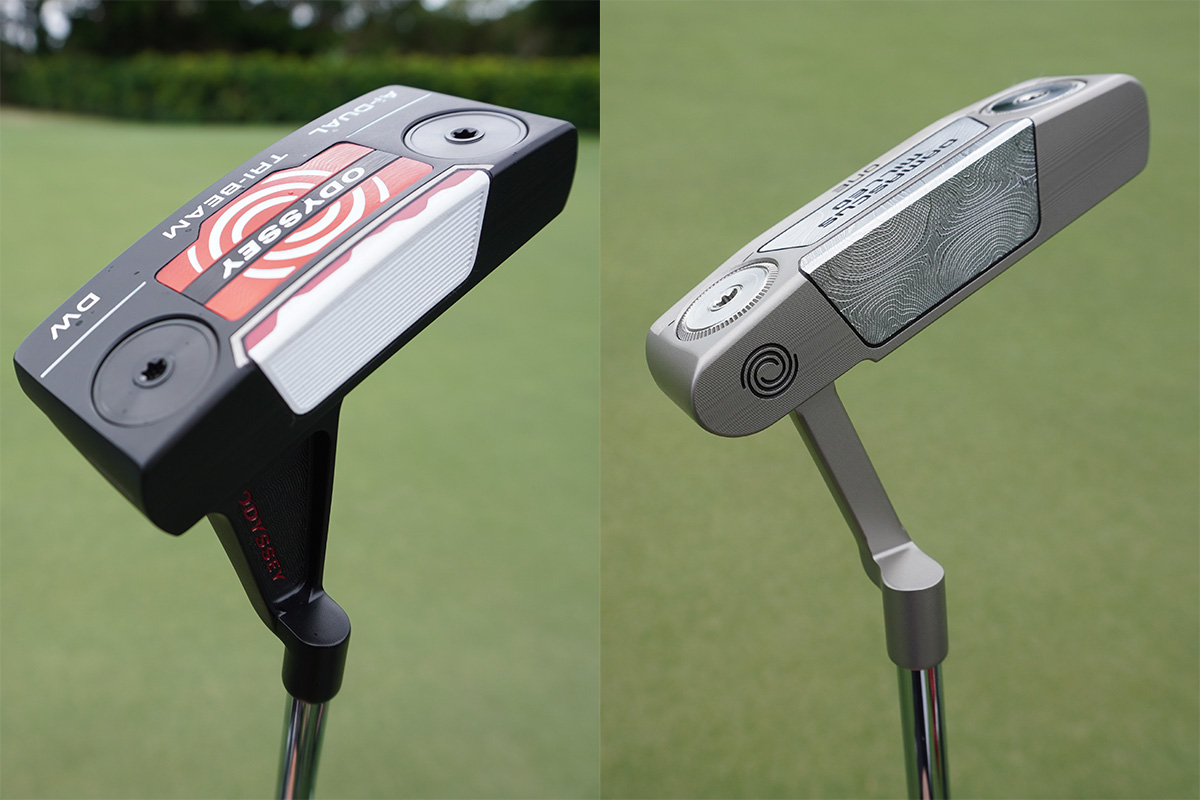 2種類の新作パターも並んでいた。「Ai-DUAL TRI-BEAM」パター（左）と「DAMASCUS MILLED（ダマスカス・ミルド）」パター（右）