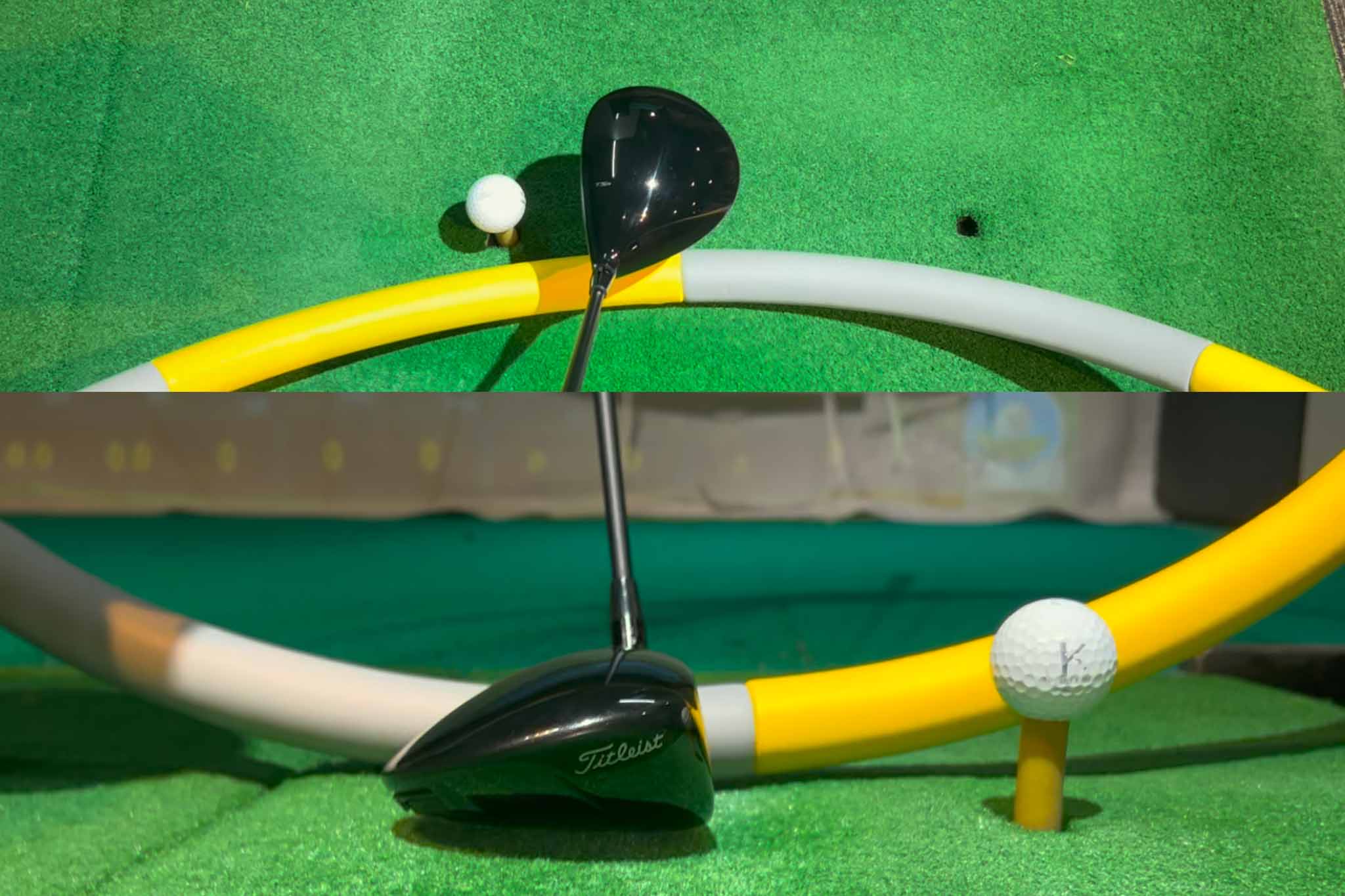 ヘッド軌道は最下点を過ぎるとアウトサイドインになるため、ドライバーショットはスライスしやすいのが当然