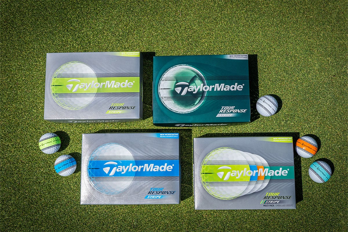 New「ツアーレスポンス ストライプ」のラインアップが拡充された。今回は「イエロー」「ブルー」に加えて「クリア」が追加されている。マルチパックには新色の「ミント」が加わり、選択肢の多いカラフルな展開となった[写真：角田慎太郎]