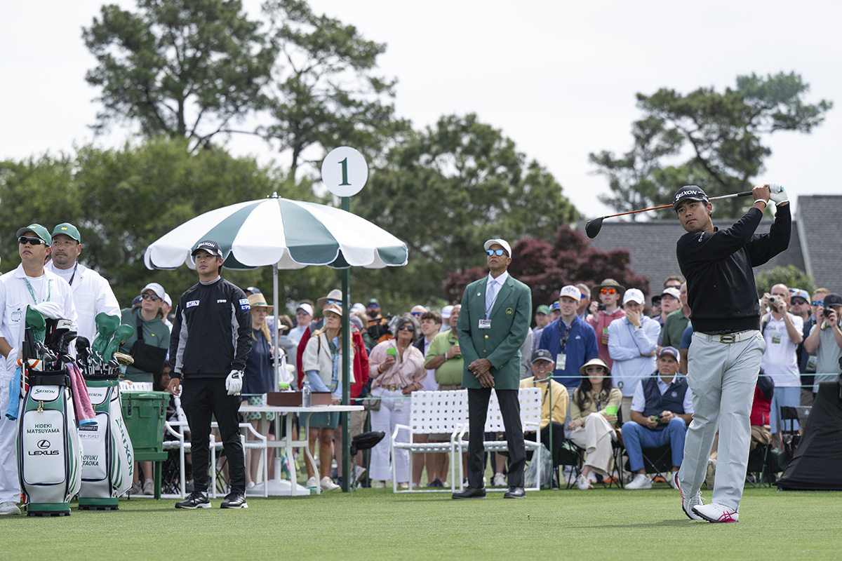 オーガスタで練習ラウンドを行った片岡尚之と松山英樹　写真：大会提供